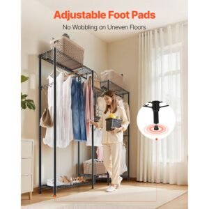 clothing garment rack, heavy duty closet wardrobe, 7 adjustable tiers clothes racks with steel frame, 850 lbs load capacity clothes rack with 4 hanging rods for bedroom, clothing store, hallway