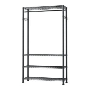 Clothing Garment Rack, Heavy Duty Clothing Garment Rack, 4 Adjustable Tiers Clothing Racks with Carbon Steel, 500 lbs Load Capacity Closet Wardrobe for Bedroom, Clothing Store, Hallway