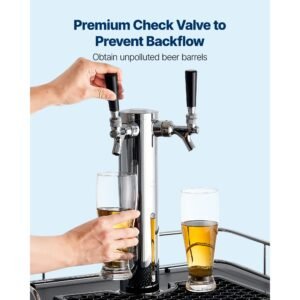 co2 regulator, dual gauge dual valve beer keg regulator, 0–60 psi adjustable pressure, heavy duty co2 tank gas regulator with 2 check valves, for draft beer homebrewing, fits cga320 interface