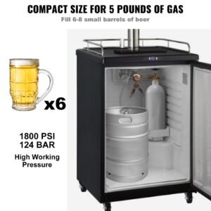 co2 regulator gauge with 0 60psi, heavy duty co2 gauge gas system, draft beer regulator with adjustable pressure regulator, check valve for draft beer homebrew (5 lbs co2 tank)
