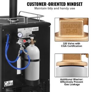co2 regulator gauge with 0 60psi, heavy duty co2 gauge gas system, draft beer regulator with adjustable pressure regulator, check valve for draft beer homebrew (5 lbs co2 tank)