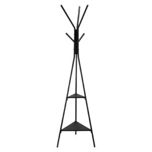 Coat Rack, Freestanding Coats Rack Stand with 2 Shelves & 6 Hooks, Free Standing Hall Coat Tree for Entryway, Bedroom, Living Room, Modern Clothes Hanger Stand for Coats, Hats, Scarves, Handbags