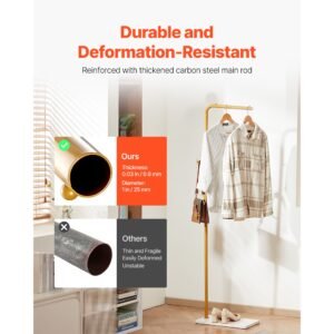coat rack, freestanding coats rack stand with quartz stone base & 3 round hooks, free standing hall coat tree for entryway, bedroom, living room, stylish clothes hanger stand for coats, hat, bag