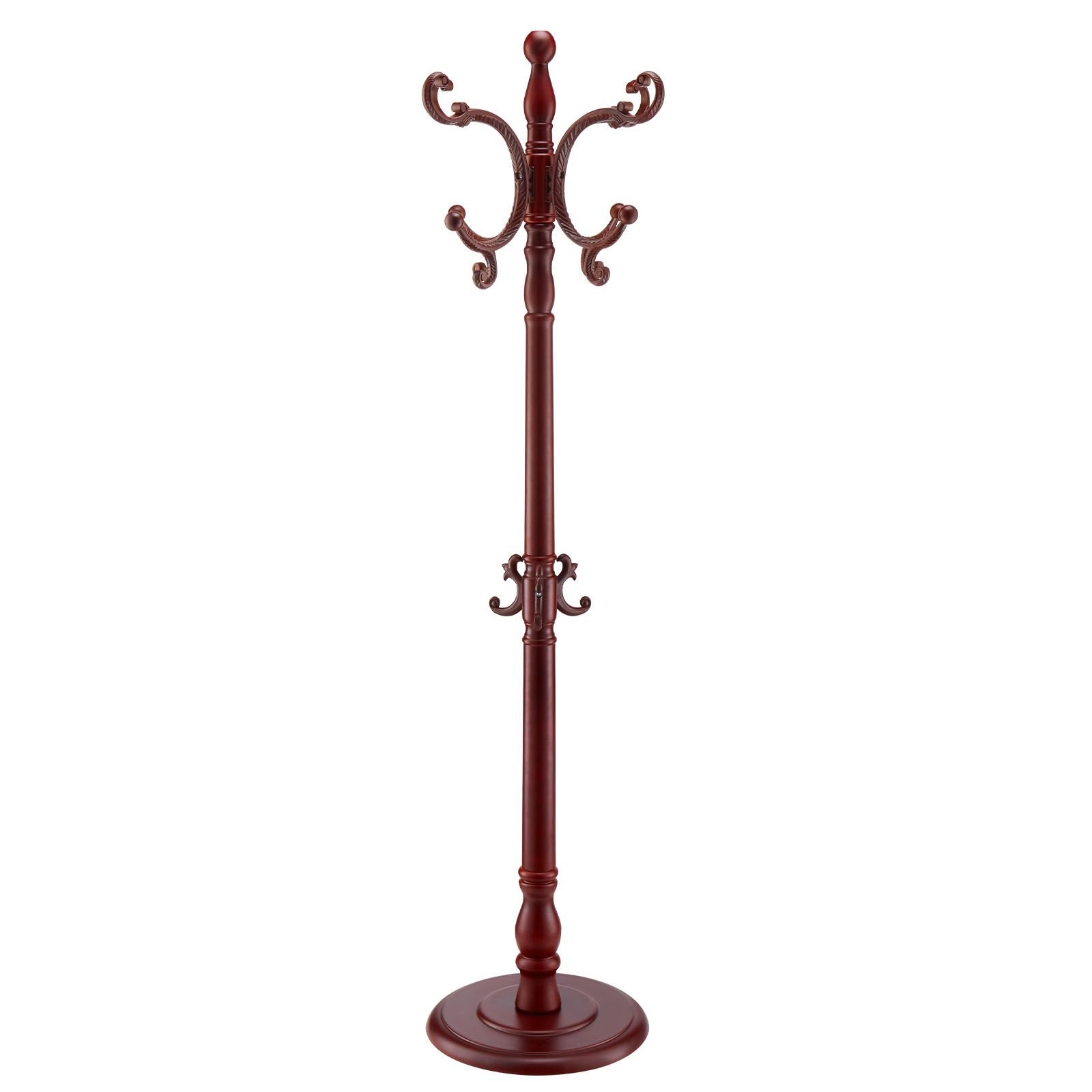 coat rack freestanding, wooden coats rack stand with weighted base & 11 hooks, free standing hall coat tree for entryway, bedroom, living room, modern clothes hanger stand for coats, hats, bag
