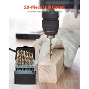 cobalt drill bit set, 29 pcs, m35 high speed steel cobalt drill bits with storage case, for drilling metal, stainless steel, aluminum alloy, wood, plastic, for professional work and home diy