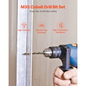 cobalt drill bit set, 29 pcs, m35 high speed steel cobalt drill bits with storage case, for drilling metal, stainless steel, aluminum alloy, wood, plastic, for professional work and home diy