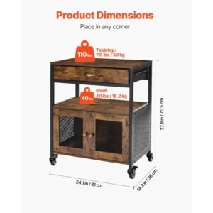 coffee bar cabinet, 24 inch farmhouse coffee bar cabinet with storage, movable coffee bar table with wheels & mesh door, sideboard buffet cabinet for kitchen, entryway