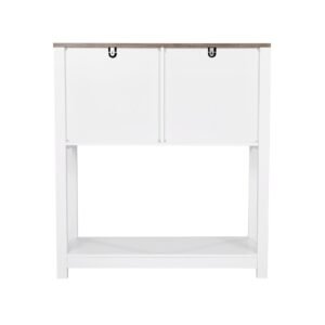 Coffee Bar Cabinet, 31.5 x 13.8 x 34.6 in Farmhouse Coffee Bar Cabinet with 3-Tier Storage, Coffee Bar Table with Magnet Doors, Farmhouse Sideboard Buffet Cabinet for Living Room, Entryway