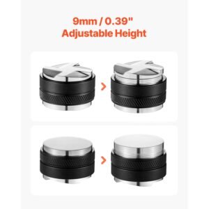 coffee distributor 51mm, 2 in 1 adjustable espresso distributor with fan shaped base, coffee distributor 304 stainless steel with easy to disassemble design