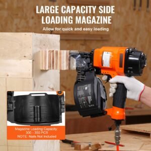 coil siding nailer mcn55, 1 inch to 2 1/4 inch 15 degree pneumatic siding nail gun, 70 120psi air coil nailer for siding, pallet sheathing, fencing, decking