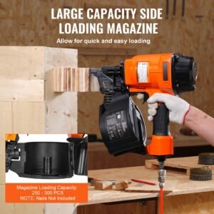coil siding nailer mcn70, 1 3/4" to 2 3/4" 15 degree pneumatic siding nail gun, 70 120psi air coil nailer for pallet, crating, framing, siding and fencing