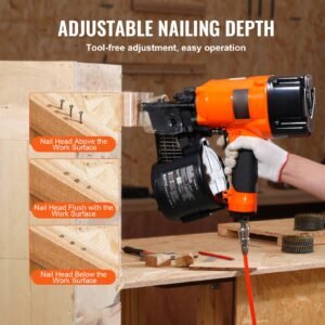 coil siding/framing nailer cn83n, 2" to 3 1/4" 15 degree pneumatic siding nail gun with tool less depth adjustment, 70 120psi air coil nailer for siding sheathing wooding fencing decking