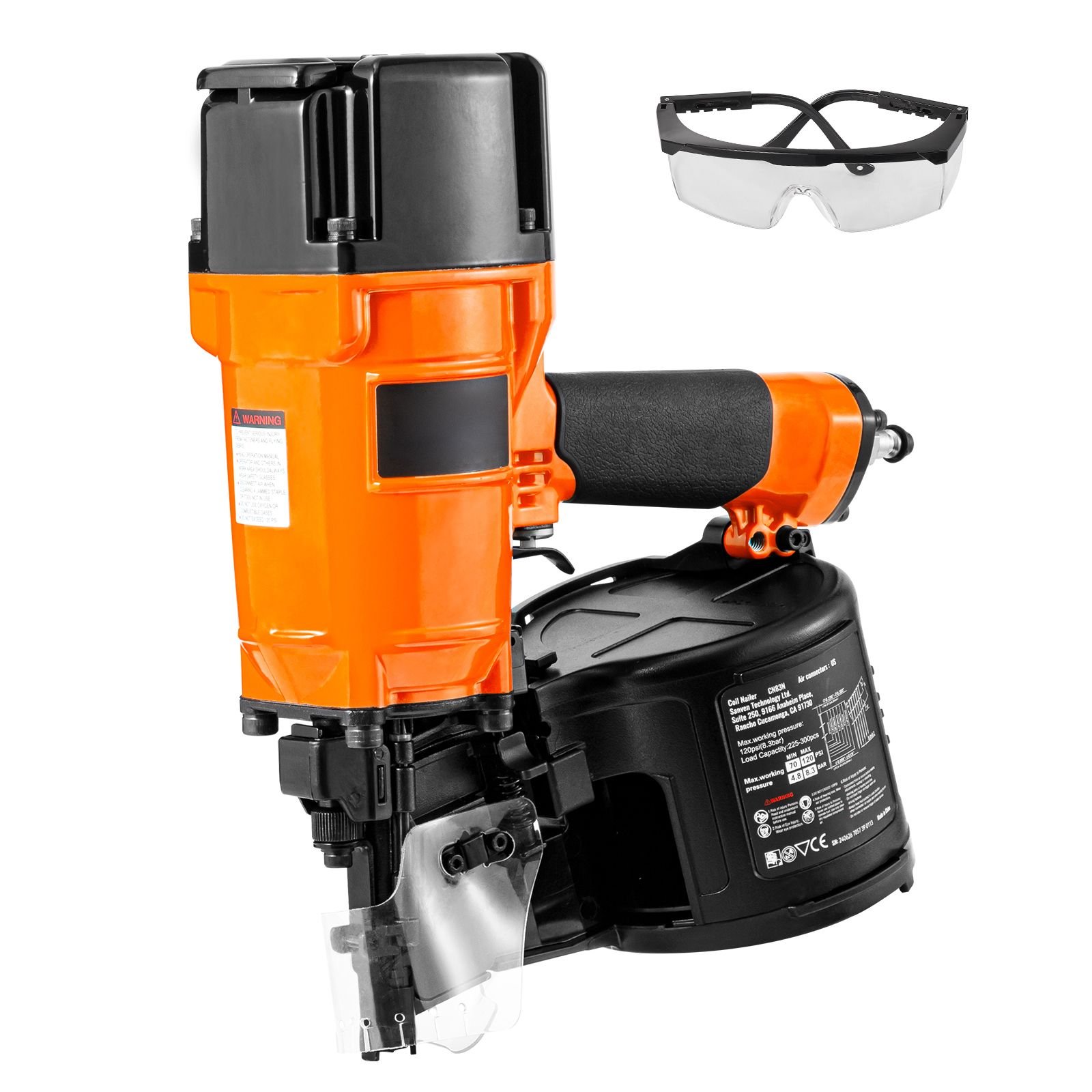 coil siding/framing nailer cn83n, 2" to 3 1/4" 15 degree pneumatic siding nail gun with tool less depth adjustment, 70 120psi air coil nailer for siding sheathing wooding fencing decking