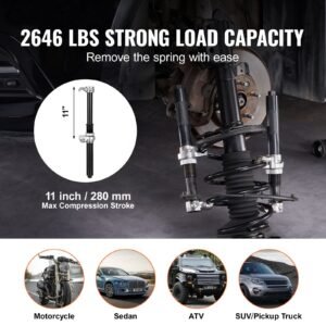 coil spring compressor tool, 2 pcs heavy duty macpherson strut spring compressor set, 2646 lbs strut spring compressor with safety bracket and carrying case, for car truck atv utv