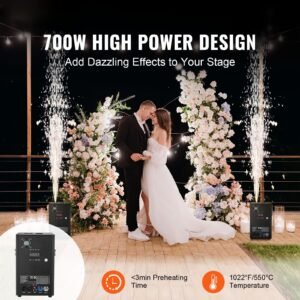 cold spark machine, 700w output fireworks controller, 6.6 16.4ft adjustable height, with advanced dmx system,led screen,portable handle,heavyduty aluminum alloy for stage dj wedding event,party