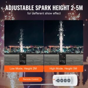 cold spark machine, 700w output fireworks controller, 6.6 16.4ft adjustable height, with advanced dmx system,led screen,portable handle,heavyduty aluminum alloy for stage dj wedding event,party