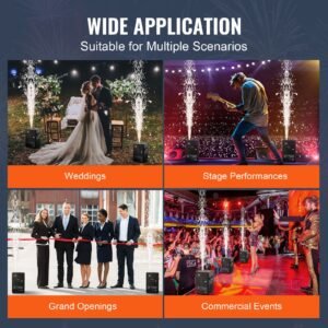 cold spark machine, 700w output fireworks controller, 6.6 16.4ft adjustable height, with advanced dmx system,led screen,portable handle,heavyduty aluminum alloy for stage dj wedding event,party