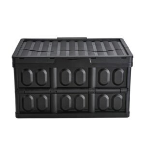 collapsible storage bins with lids, 45l 3 packs, folding plastic stackable utility crates with handles, large heavy duty containers for clothes, toys, books, snack, shoes, and grocery organizing