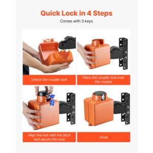 collar coupler lock, fits 2 & 2 5/16 inch demco cast head couplers, trailer hitch lock with 3 keys secures security chains, rust resistant, anti theft rv trailer locks for rv, trailer, boat