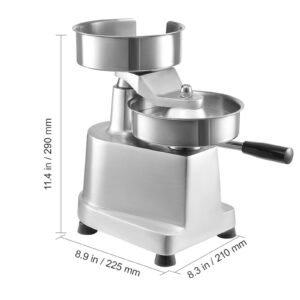 commercial burger patty maker, 150mm/6inch hamburger beef patty maker, heavy duty food grade stainless steel bowl burger press machine, kitchen meat forming processor with 1000 pcs patty papers