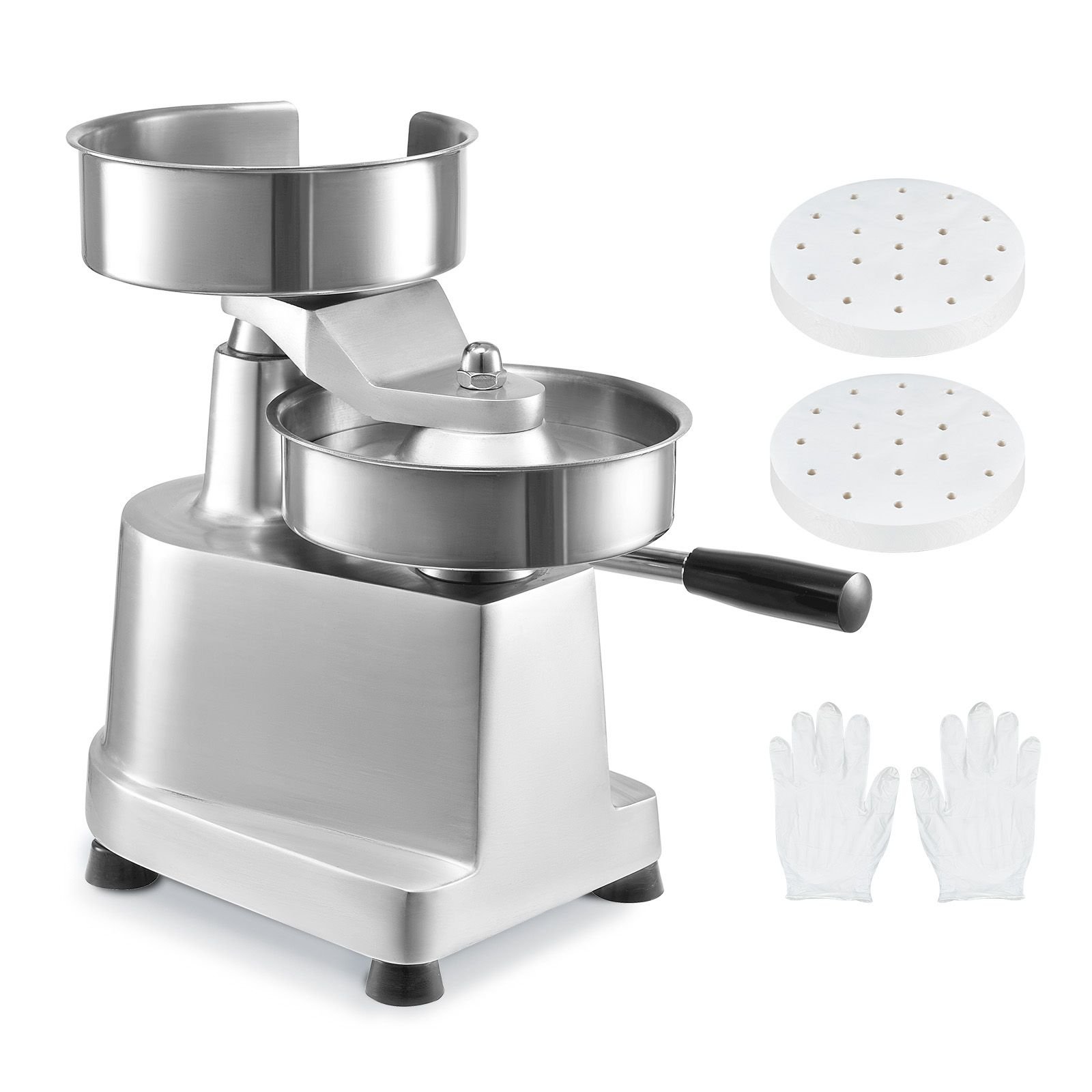 commercial burger patty maker, 150mm/6inch hamburger beef patty maker, heavy duty food grade stainless steel bowl burger press machine, kitchen meat forming processor with 1000 pcs patty papers