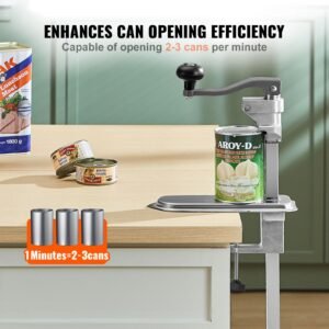 commercial can opener, heavy duty manual tabletop cans opener for cans up to 11.8 in height, height adjustable can openers fixed with screws & table clamp, for restaurant, hotel, and food store