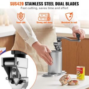 commercial can opener, heavy duty manual tabletop cans opener for cans up to 15.75 in height, height adjustable can openers fixed with screws & table clamp, for restaurant, hotel, and food store