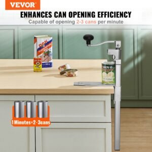 commercial can opener, heavy duty manual tabletop cans opener for cans up to 15.75 in height, height adjustable professional can openers fixed with screws, for restaurant, hotel, and food store