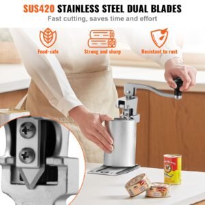 commercial can opener, heavy duty manual tabletop cans opener for cans up to 15.75 in height, height adjustable professional can openers fixed with screws, for restaurant, hotel, and food store