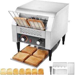 Commercial Conveyor Toaster, 300 Slices/Hour Conveyor Belt Toaster, Heavy Duty Stainless Steel Commercial Toaster Oven, Electric Restaurant Commercial Toaster for Toast Bun, Bagel, Bread