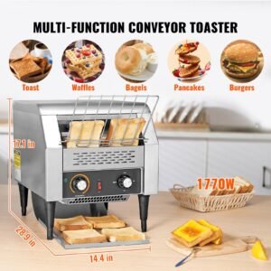 commercial conveyor toaster, 300 slices/hour conveyor belt toaster, heavy duty stainless steel commercial toaster oven, electric restaurant commercial toaster for toast bun, bagel, bread