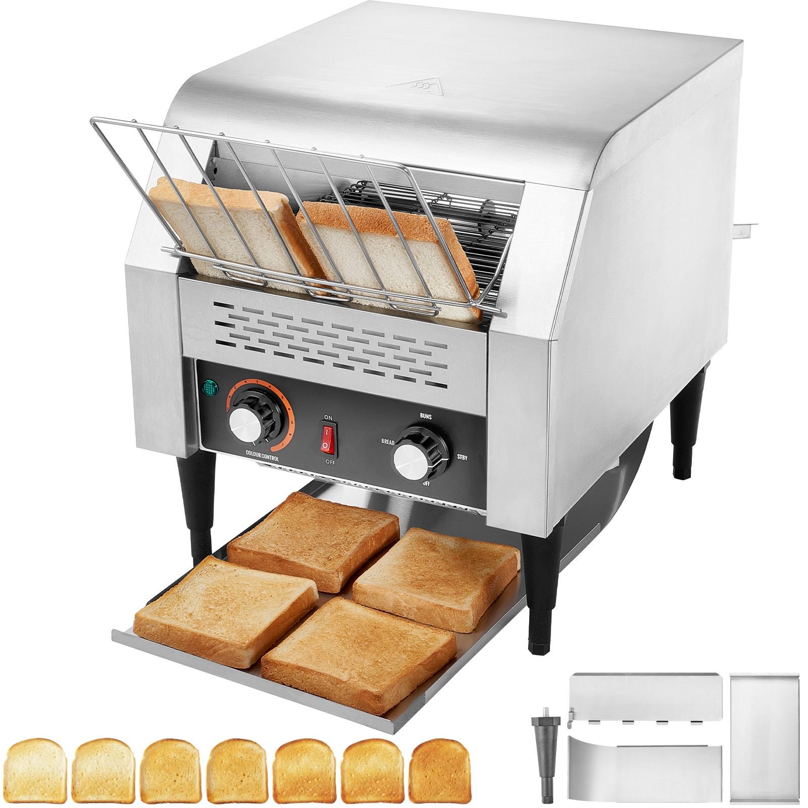 commercial conveyor toaster, 300 slices/hour conveyor belt toaster, heavy duty stainless steel commercial toaster oven, electric restaurant commercial toaster for toast bun, bagel, bread