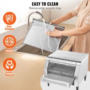 commercial conveyor toaster, 450 slices/hour conveyor belt toaster, heavy duty stainless steel commercial toaster oven, electric restaurant commercial toaster for toast bun, bagel, bread