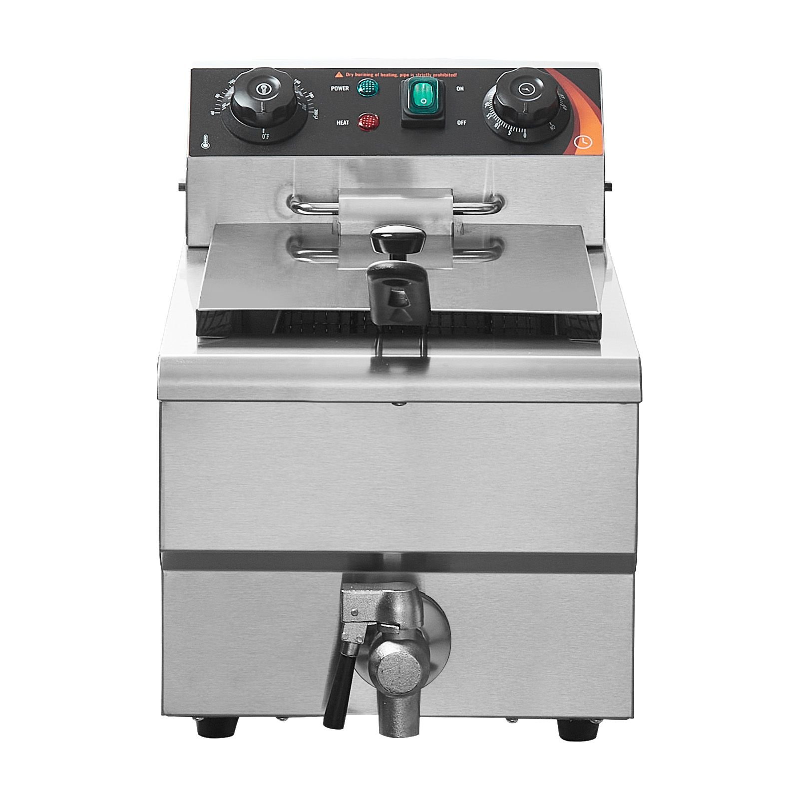 commercial deep fryer, 1500w electric countertop fryer with basket, 11.6qt / 11l stainless steel single oil fryer with time & temp control, overheat protection, for kitchen restaurant use