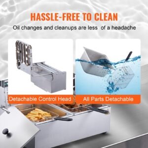 commercial electric deep fryer countertop deep fryer dual detachable tanks