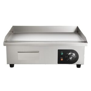 Commercial Electric Griddle, 21 x 11.8 inch, 1750W, 122-570 Fahrenheit Adjustable Temp Control, Stainless Steel Countertop Flat Top Grill with 2 Spatulas, 2 Brushes and 4 Foot Pads