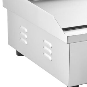 commercial electric griddle, 21.06 x 11.81 inch, 3200w, 122 570 fahrenheit adjustable temp control, stainless steel body, full flat, with 2 spatulas, 2 brushes, and 4 foot pads