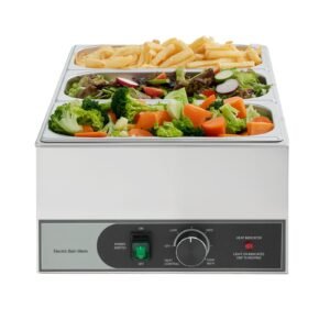 Commercial Food Warmer, 1200W Electric Stainless Steel Steam Food Warmer, Fast Heating Countertop Buffet Bain Marie with Three 1/3 Size Food Pans, for Catering, Restaurants, Parties & Buffets
