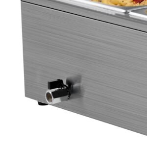 commercial food warmer, 1500w electric stainless steel steam food warmer with glass cover, 3 pan countertop buffet bain marie with soup & perforated ladles, for catering, restaurant & party