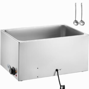 Commercial Food Warmer 19QT Bain Marie 1200W Electric Buffet Warmer Steam Table Food Warmer Countertop Stainless Steel Food Warmer Wet or Dry Use for Parties, Catering and Restaurant