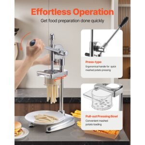 commercial french fry cutter, stainless steel fried potato strips squeezer, long french fries maker with pull out extruder, manual mashed potato squeezer machine for restaurants & home kitchen