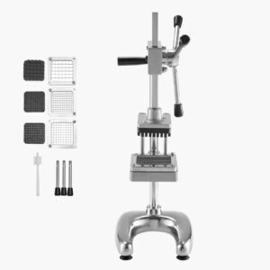 Commercial French Fry Cutter, Stainless Steel Vegetable Fruit Chopper with 3 Replacement Blades 1/2-Inch 3/8-Inch 1/4-Inch, Manual Potato Slicer Dicer for Restaurants & Home Kitchen