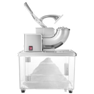 Commercial Ice Crusher 661LBS/H, 350W Electric Snow Cone Machine with 4 Blades, 1400RPM Stainless Steel Shaved Ice Machine with 11 Gal Crushed-Ice Box, for Family Restaurants Bars, White