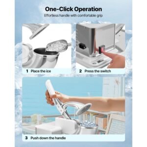 commercial ice crusher 661lbs/h, 350w electric snow cone machine with 4 blades, 1400rpm stainless steel shaved ice machine with 11 gal crushed ice box, for family restaurants bars, white