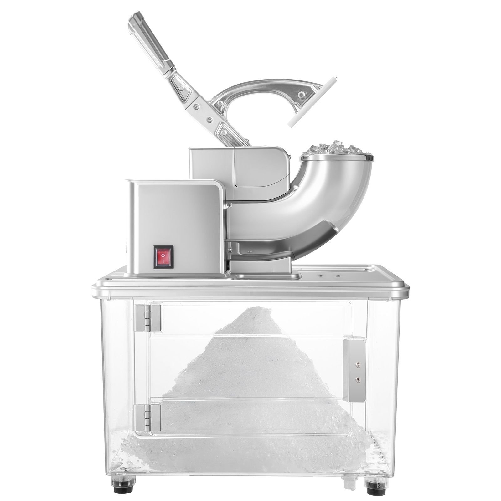 commercial ice crusher 661lbs/h, 350w electric snow cone machine with 4 blades, 1400rpm stainless steel shaved ice machine with 11 gal crushed ice box, for family restaurants bars, white