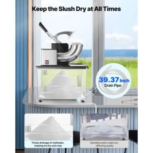 commercial ice crusher 661lbs/h, 350w electric snow cone machine with 4 blades, 2000rpm stainless steel shaved ice machine with 11 gal crushed ice box, for family restaurants bars, black