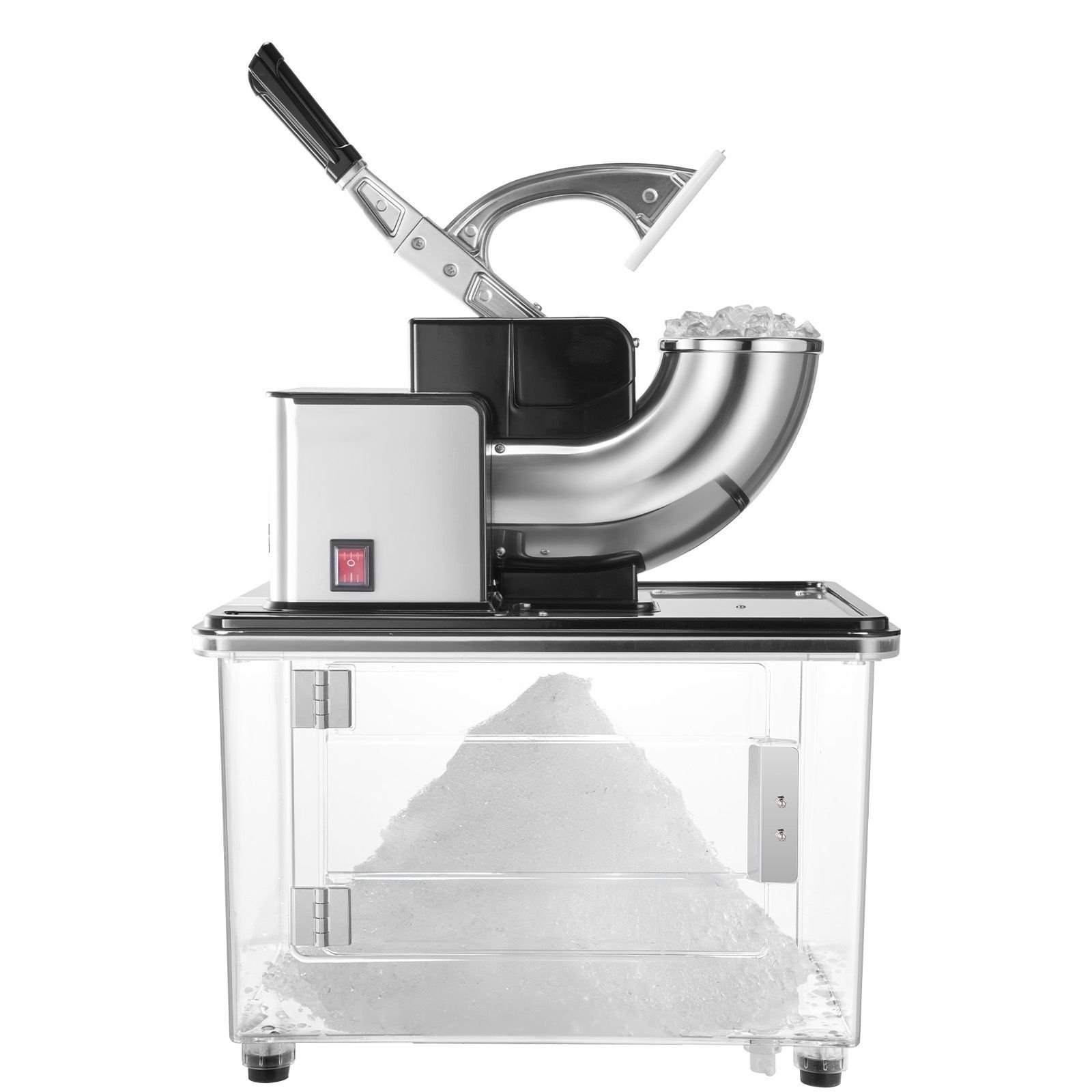 commercial ice crusher 661lbs/h, 350w electric snow cone machine with 4 blades, 2000rpm stainless steel shaved ice machine with 11 gal crushed ice box, for family restaurants bars, black
