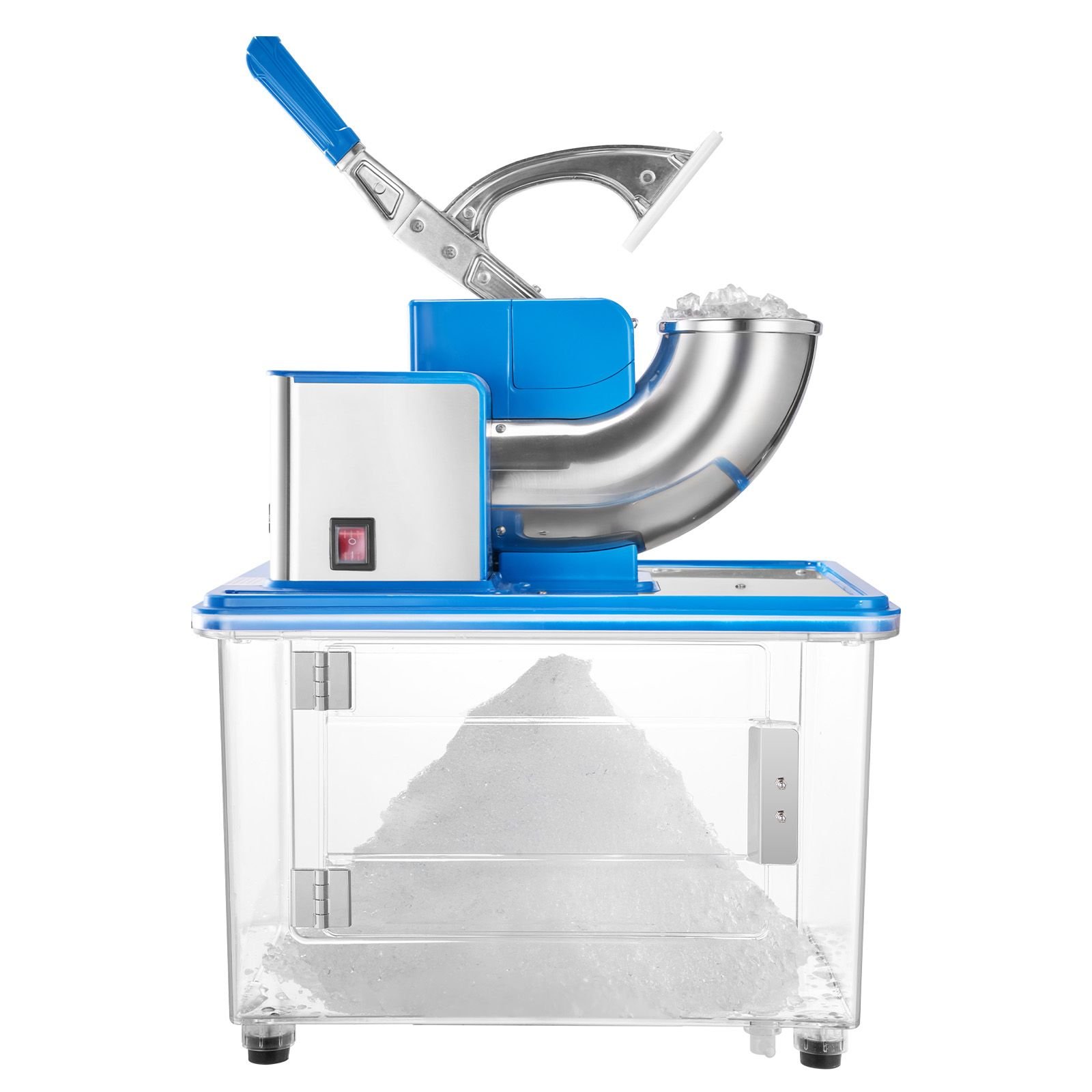 commercial ice crusher 661lbs/h, 350w electric snow cone machine with 4 blades, 2000rpm stainless steel shaved ice machine with 11 gal crushed ice box, for family restaurants bars, blue