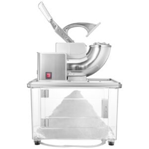 Commercial Ice Crusher 661LBS/H, 350W Electric Snow Cone Machine with 4 Blades, 2000RPM Stainless Steel Shaved Ice Machine with 11 Gal Crushed-Ice Box, for Family Restaurants Bars, Silver