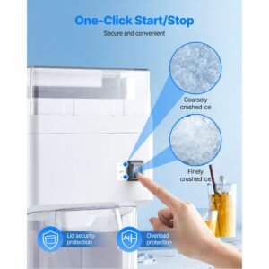 commercial ice shaver machine, 1.91qt /1.8l large electric ice cube crusher shaved maker with 300w premium motor, stainless steel blades, for bar mixing seafood preservation home party, white